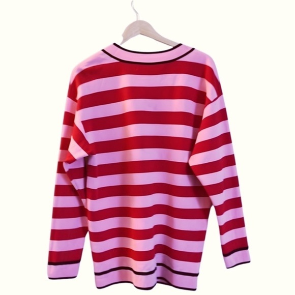 HP🔥Striped Visions: Petite Splendor of Diane Von Furstenberg's V-Neck‎ Pullover - Picture 2 of 7